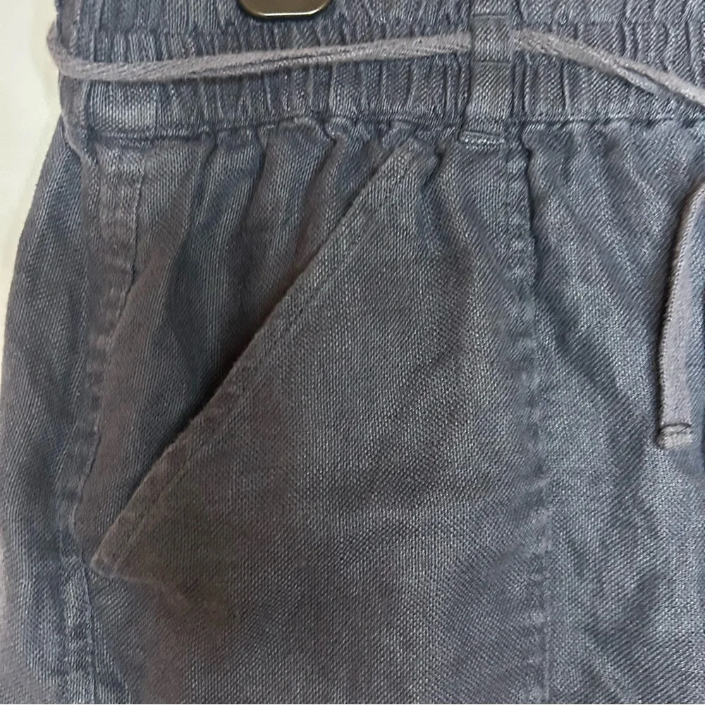 LOFT Linen Mini Skirt Navy Blue Tie Waist Pockets Women’s Size Small Summer